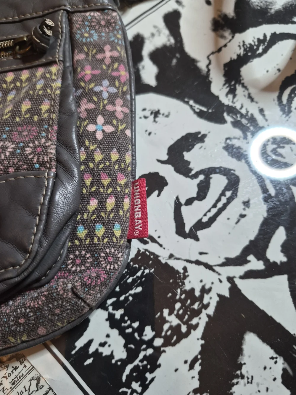 UNIONBAY Gray Crossbody Bag with Red Fox Appliqué and Pink Floral Accents